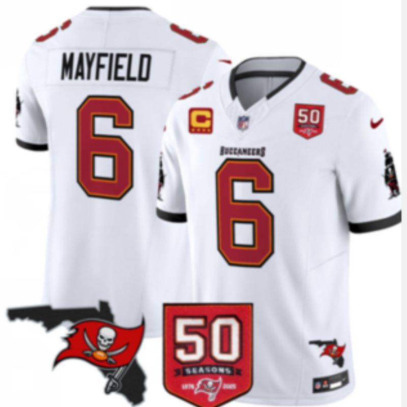 Men 2026 Nike Tampa Bay Buccaneers #6 Mayfield White 3th generation Limited NFL Jersey 03
